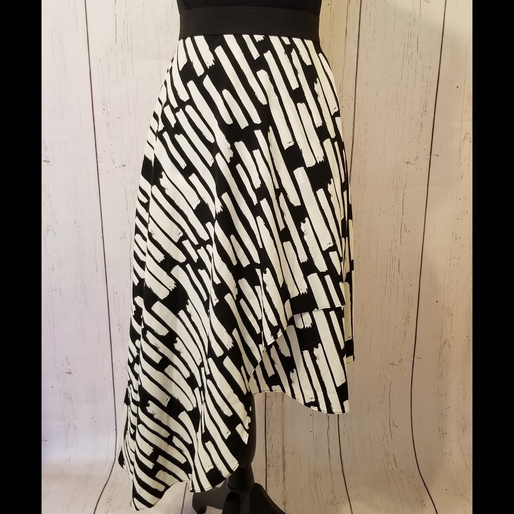 Topshop Black & White Asymmetrical Skirt